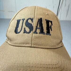 USAF Air Force Tan Baseball Cap Eagle Crest Official Military Headwear Adjustabl